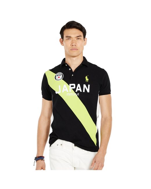 Polo Ralph Custom Fit Japan Polo Shirt In Black For polo ralph custom fit japan polo shirt in black for