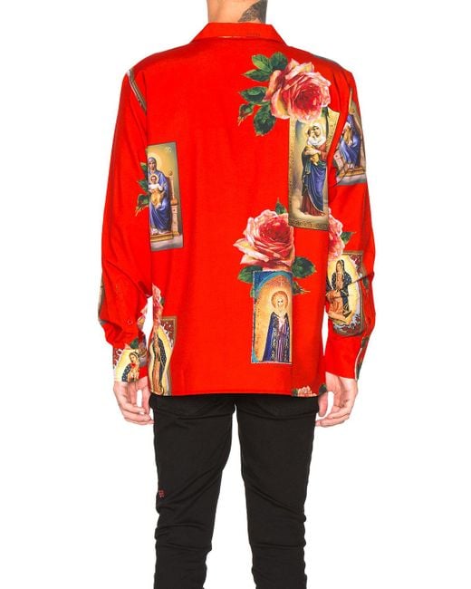 Civil Regime Holy Floral Long Sleeve Shirt in Red for Men Lyst