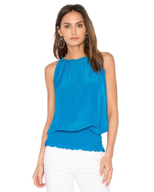 Ramy brook Sleeveless Lauren Top in Blue | Lyst