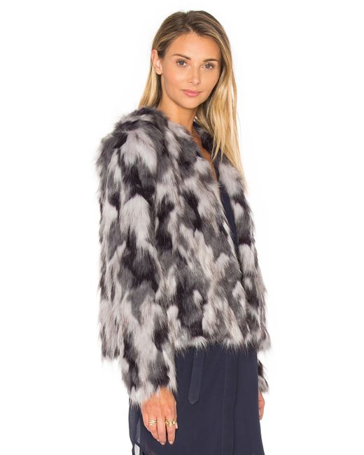 Warehouse Faux Fur Coat In Gray Lyst