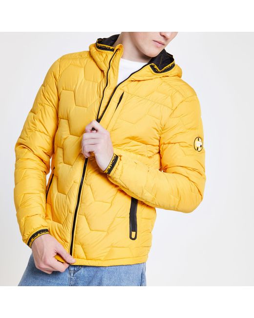 river island yellow puffer coat