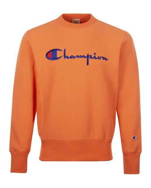 Download Lyst - Champion Big Script Crew Neck Sweatshirt in Orange ...
