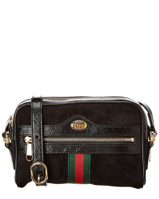Gucci Ophidia Mini Suede & Leather Shoulder Bag in Black - Lyst