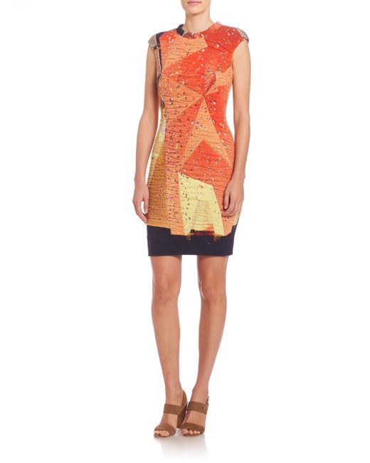Akris punto Rock Climbing Wall Printed Capsleeve Dress Save 5 Lyst