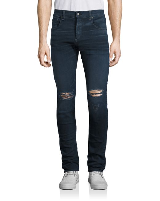Rag & bone Fit 1 Stretch Skinny Distressed Jeans in Blue for Men | Lyst