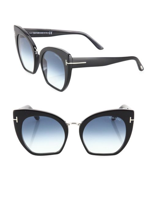 Tom Ford Samantha 55mm Cropped Cat Eye Sunglasses In Black Lyst