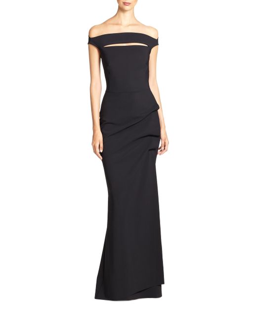 La petite robe di chiara boni Melania Off-the-shoulder Gown in Black | Lyst