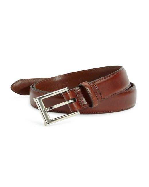 Lyst - Saks Fifth Avenue Polished Leather Belt in Brown for Men