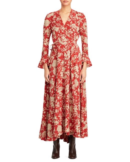 Polo Ralph Lauren Long Dress in Red - Lyst