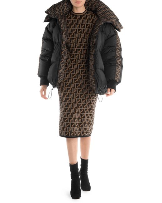 Fendi Reversible Ff Logo Print Puffer Jacket in Black - Lyst