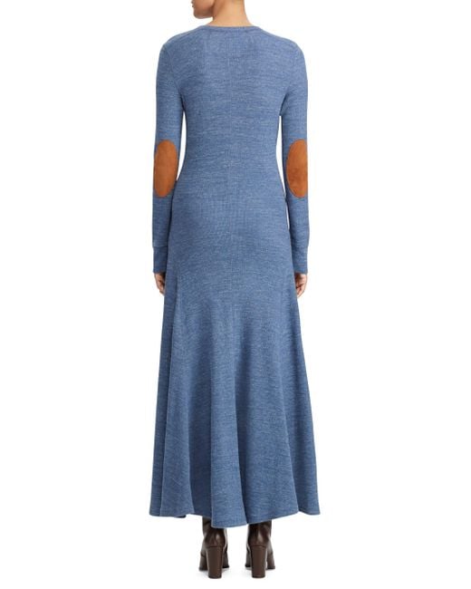 Polo Ralph Lauren Waffle-knit Henley Maxi Dress in Blue - Lyst