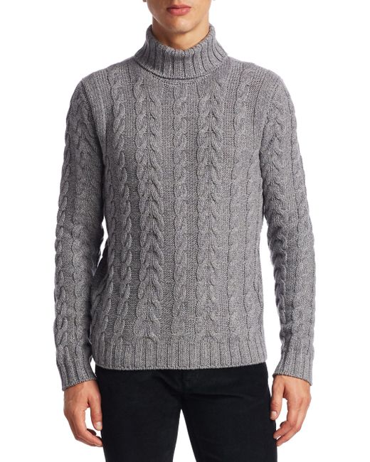 Lyst - Saks fifth avenue Collection Turtleneck Knitted Sweater in Gray ...