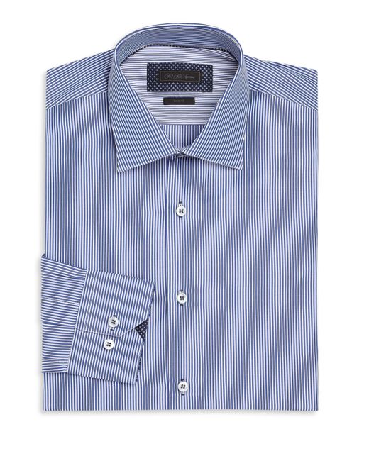 Saks fifth avenue Bengal Striped Dress Shirt in Blue for Men | Lyst