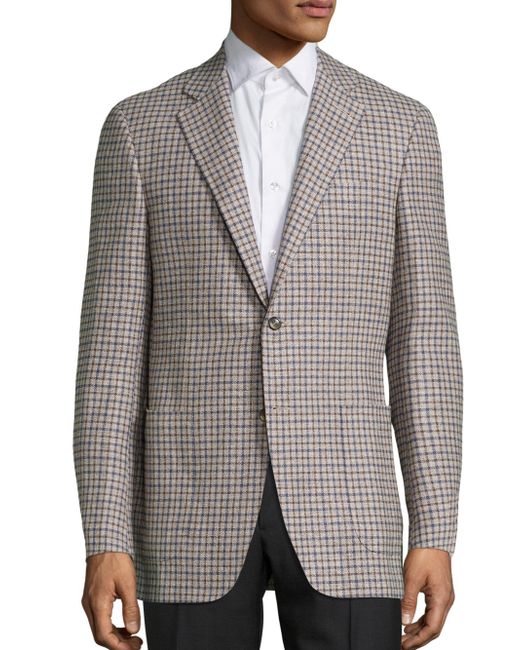 Lyst - Canali Checked Wool Blazer in Gray for Men