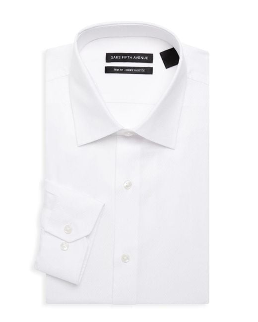 Saks Fifth Avenue Trim-fit Dress Shirt in White for Men - Lyst