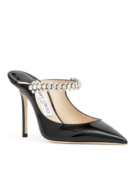 Jimmy Choo Bing 100 Patent Black Mules in Black - Lyst