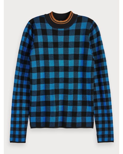 blue gingham sweater