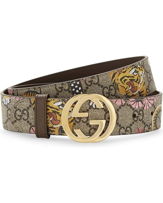 Gucci Bengal Tiger Print Leather Belt in Natural | Lyst