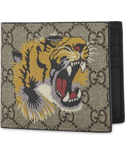 Lyst - Gucci Beige Tiger Gg Supreme Wallet in Natural for Men - Save 7. ...