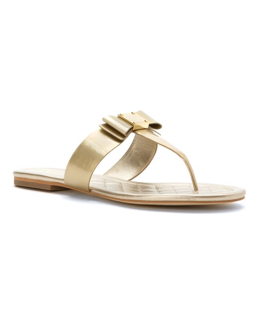 Cole haan Tali  Bow Sandal  in Gold Soft Gold Patent Lyst