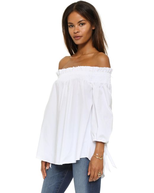 Lyst - Caroline Constas Lou Off The Shoulder Blouse in White - Save 31%