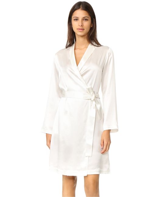 Lyst - La Perla Silk Short Robe in White