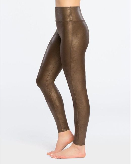Spanx Faux Leather Leggings In Brown Lyst