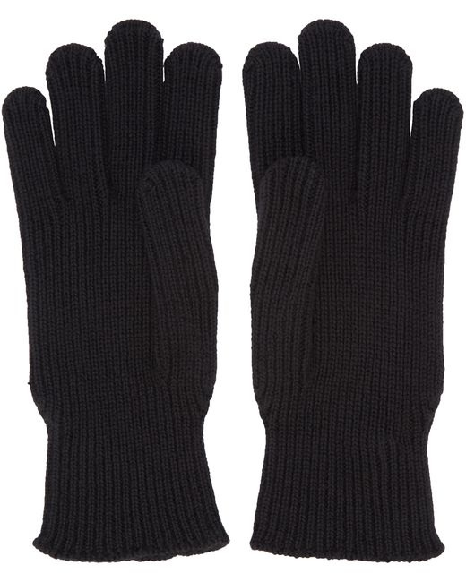 Moncler Black Wool Gloves in Black for Men Lyst