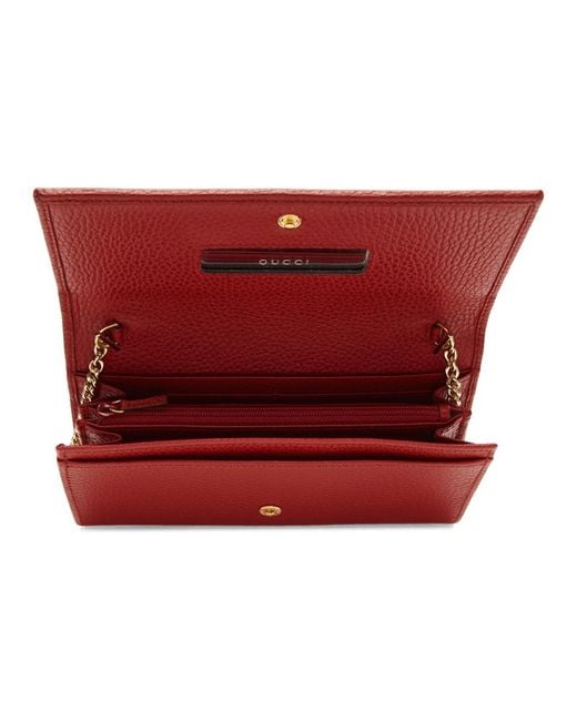 Gucci Red Small Marmont Chain Wallet Bag in Red - Lyst
