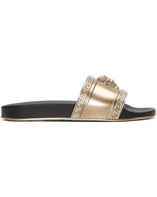 Lyst - Versace Gold Medusa Slide Sandals in Metallic for Men - Save 37%