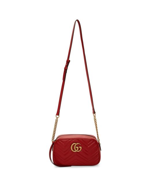 Gucci Red Small GG Marmont Camera Bag - Lyst