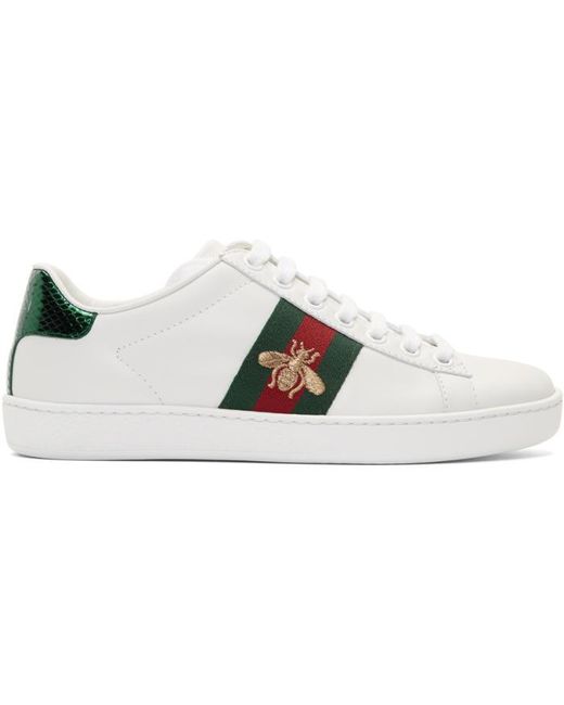 Gucci White Bee Ace Trainers in White | Lyst