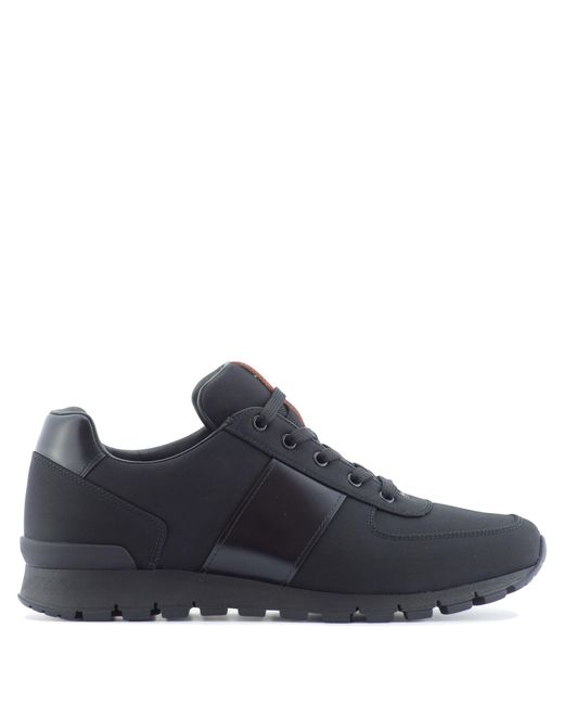 Prada Leather Low-Top Sneakers in Black for Men | Lyst