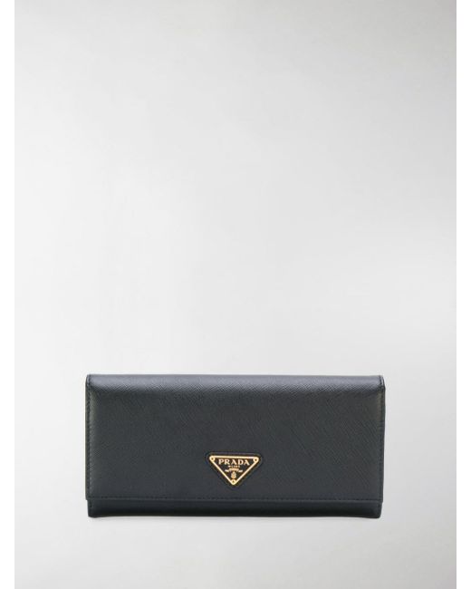 Prada Triangle Logo Wallet in Black - Lyst