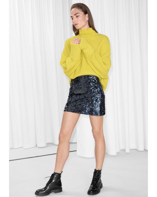 Lyst - & other stories Sequin Mini Skirt in Blue
