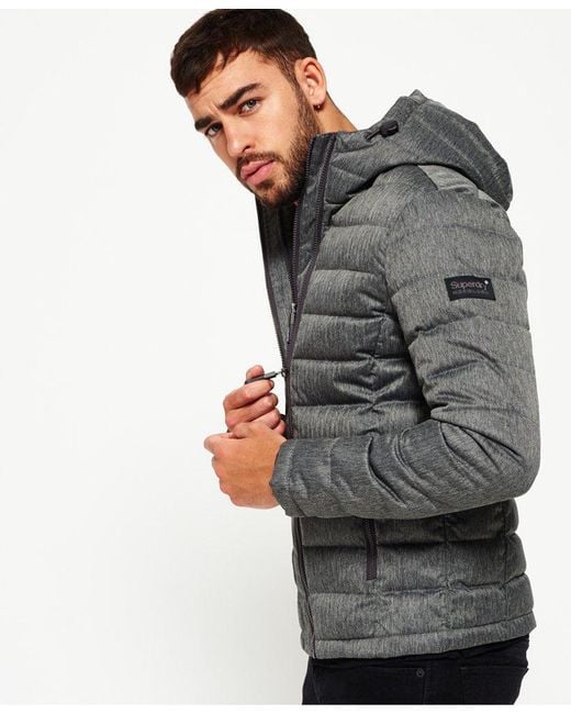 superdry hooded double zip tweed fuji jacket