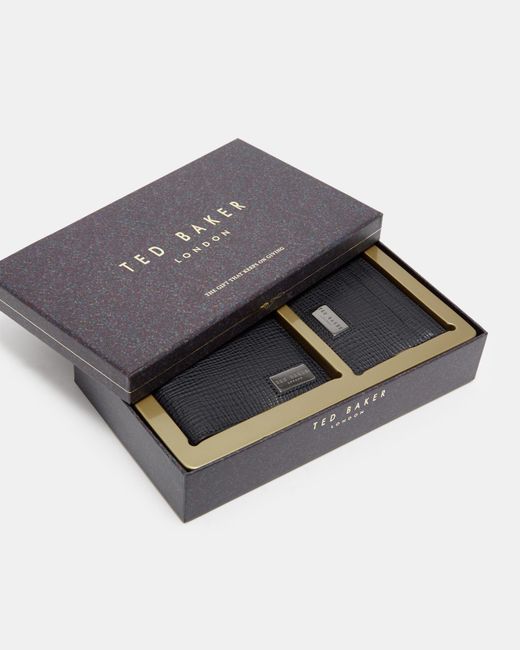 Lyst - Ted baker Leather Wallet And Card Holder Gift Set in Blue for Men