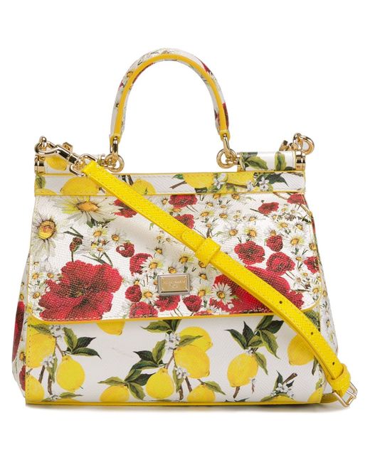 Dolce & gabbana Miss Sicily Small Handbag With Lemon And Roses Print in ...