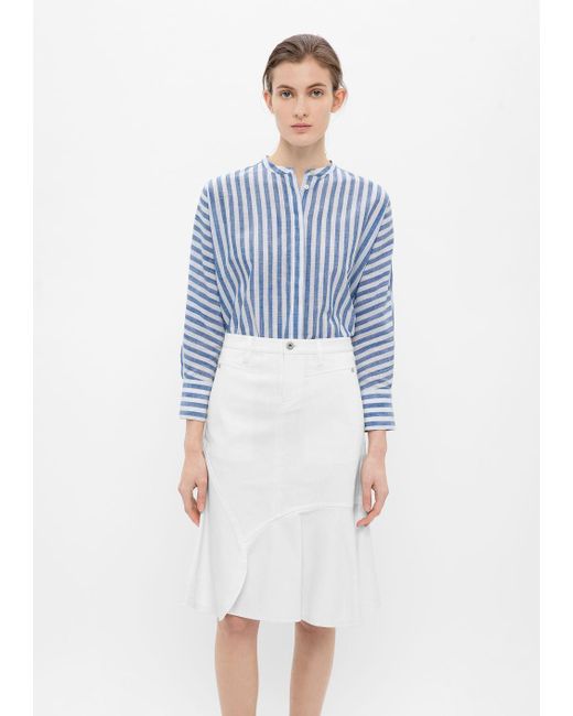 thakoon denim seamed flare skirt in white lyst thakoon denim seamed flare skirt in white lyst
