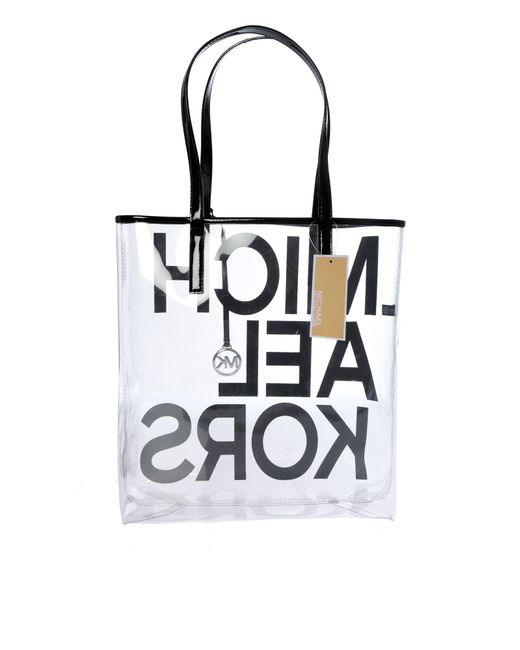 Lyst - Michael Kors The Michael Large Graphic Logo Print Clear Tote in ...