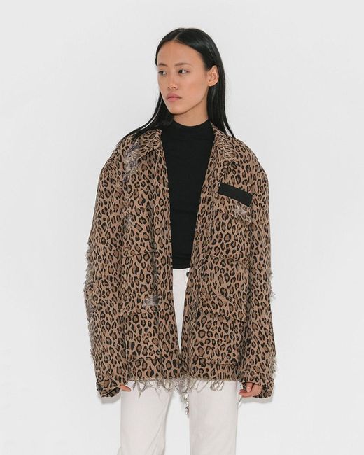 r13 shredded leopard abu jacket save 1 lyst r13 shredded leopard abu jacket save 1 lyst