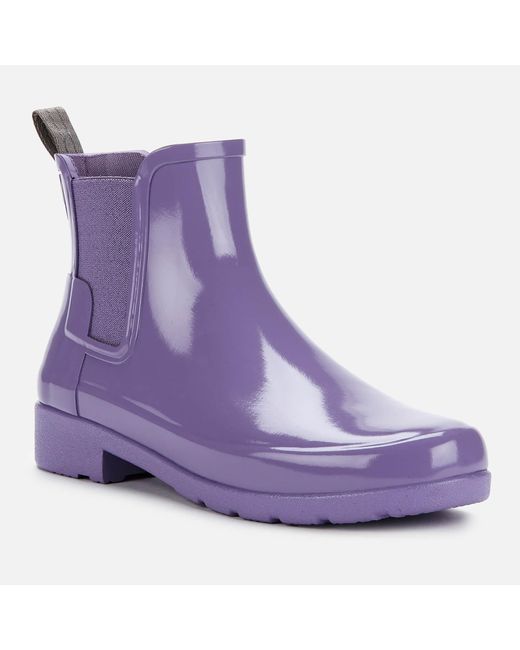 purple hunter chelsea boots