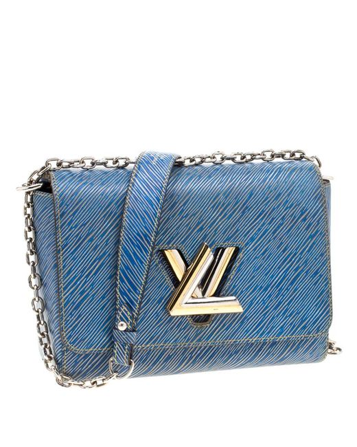 Louis Vuitton Denim Epi Leather Twist Mm Bag in Blue - Lyst