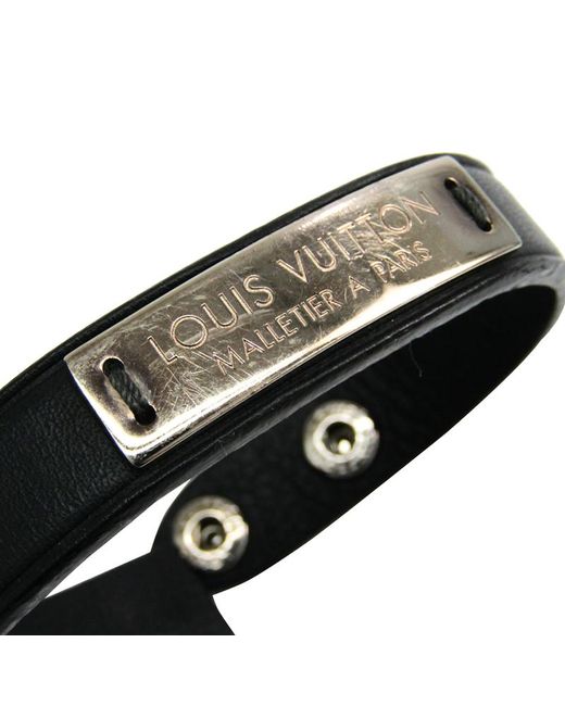 Lyst - Louis Vuitton Black Leather Press It Bracelet in Black for Men