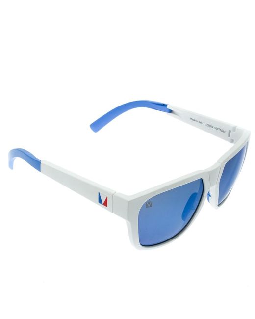 Lyst - Louis Vuitton White/blue Mirrored Z0828w America&#39;s Cup Nautical Wayfarer Sunglasses in ...