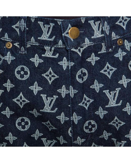 Louis Vuitton Cotton X Kim Jones Indigo Monogram Denim Regular Fit Jeans M in Navy (Blue) for ...