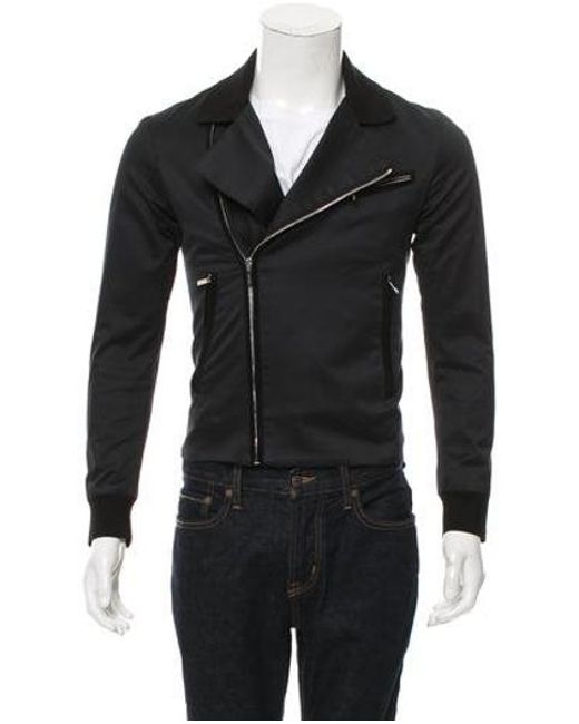 Men S Black Rib Knit Trimmed Moto Jacket