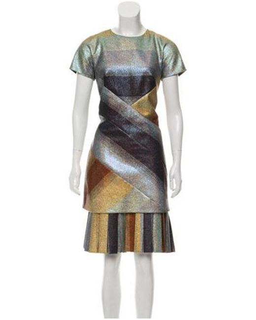Lyst Marco De Vincenzo Striped Metallic Dress In Blue Marco De Vincenzo Blue Striped Metallic Dress Lyst