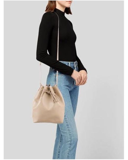 Lyst Mansur Gavriel Leather Bucket Bag Beige In Metallic Mansur Gavriel Metallic Leather Bucket Bag Beige Lyst