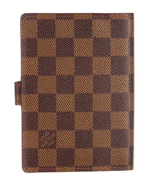 Lyst - Louis Vuitton Damier Ebene Small Ring Agenda Cover Brown in Natural